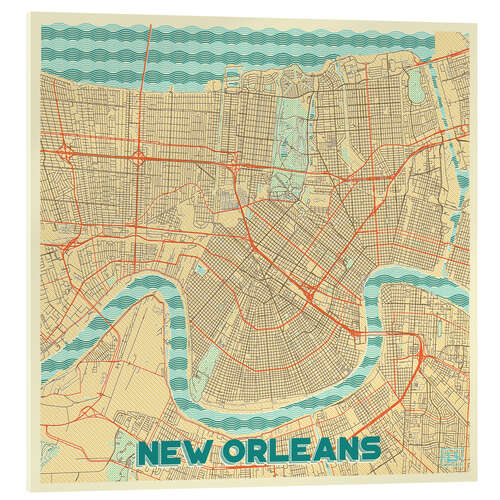 Acrylic print New Orleans Map Retro