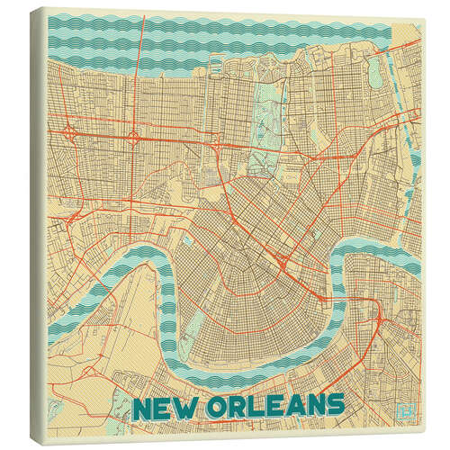 Canvas print New Orleans Map Retro