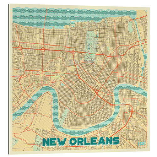 Gallery print New Orleans Map Retro