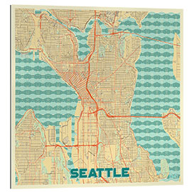 Gallery print Seattle Map Retro