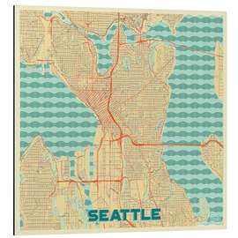 Magnettafel Karte von Seattle, Retro