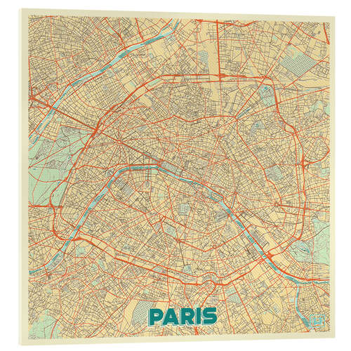 Acrylic print Paris Map Retro