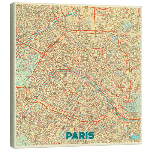 Canvas print Paris Map Retro