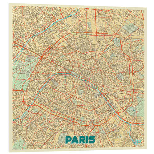 Foam board print Paris Map Retro