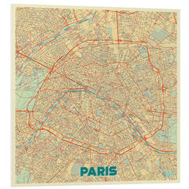 Foam board print Paris Map Retro