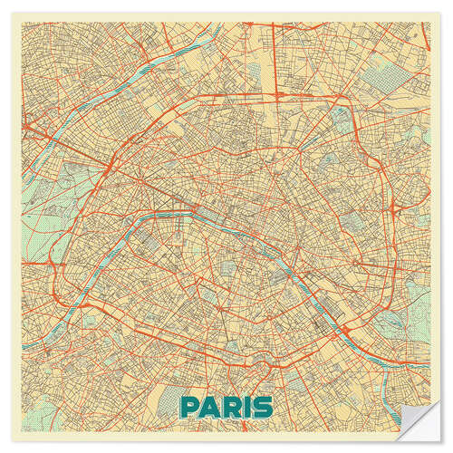 Sisustustarra Paris Map Retro