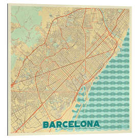 Gallery print Barcelona Map Retro