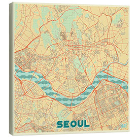 Canvas print Seoul Map Retro