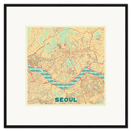 Plakat artystyczny premium w ramie Seoul Map Retro