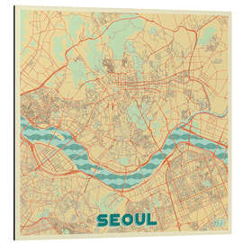 Magnettafel Karte von Seoul, Retro