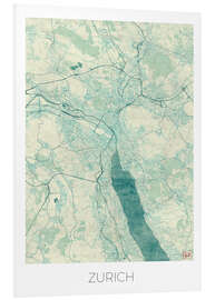 Foam board print Zurich Map Blue