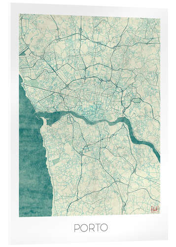 Acrylglas print Porto Map Blue