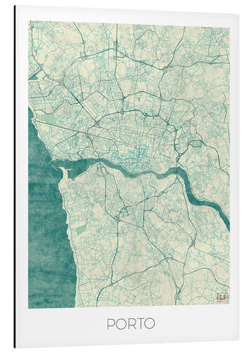 Aluminium print Porto Map Blue