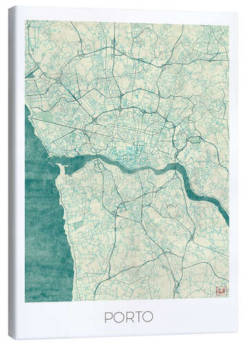 Canvas print Porto Map Blue