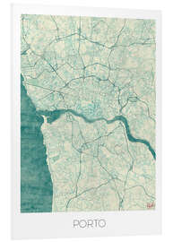 Foam board print Porto Map Blue