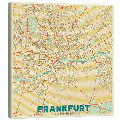 Canvas print Frankfurt Map Retro