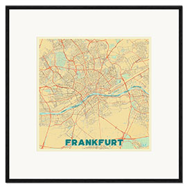 Innrammet kunsttrykk Frankfurt Map Retro