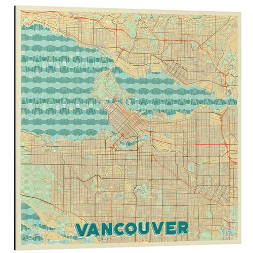 Aluminium print Vancouver Map Retro