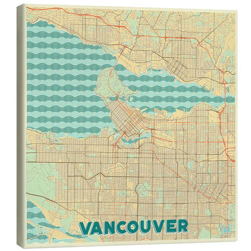 Canvas-taulu Vancouver Map Retro