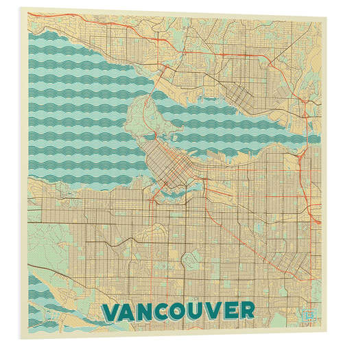 Foam board print Vancouver Map Retro