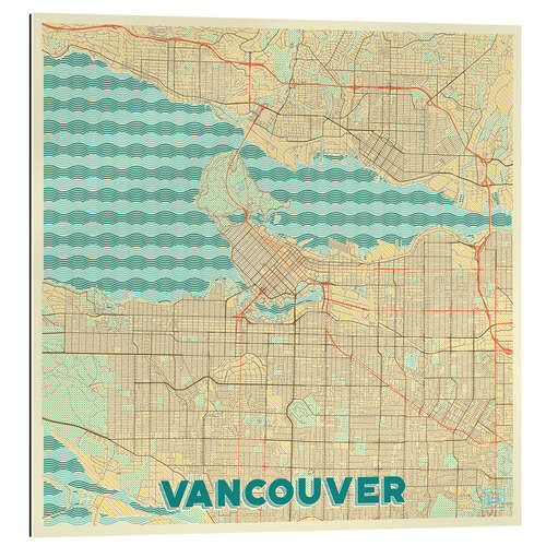 Quadro em plexi-alumínio Vancouver Map Retro