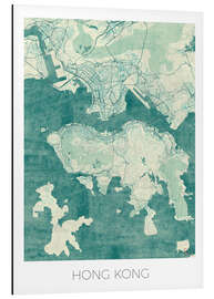 Cuadro de aluminio Hong Kong Map Blue