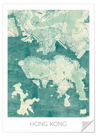 Wall sticker Hong Kong Map Blue