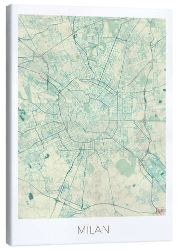 Canvas print Milan Map Blue