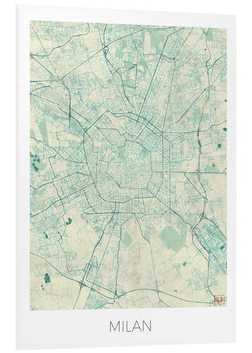 Foam board print Milan Map Blue