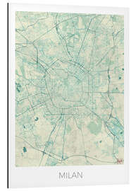 Magnettafel Karte von Mailand, Blau