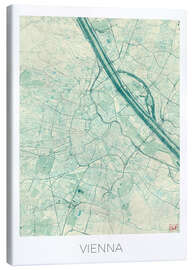 Leinwandbild  Karte von Wien, Blau - Hubert Roguski
