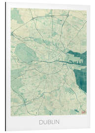 Cuadro de aluminio Dublin Map Blue