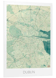 Foam board print Dublin Map Blue