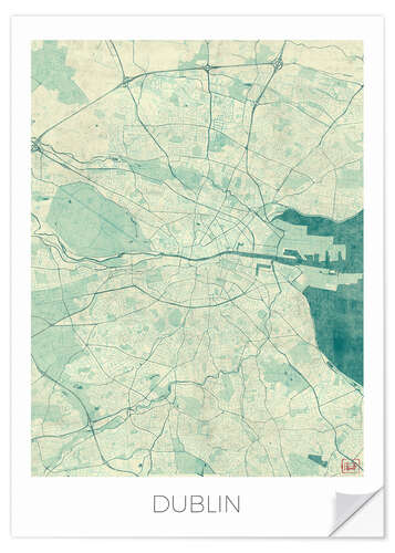 Sisustustarra Dublin Map Blue