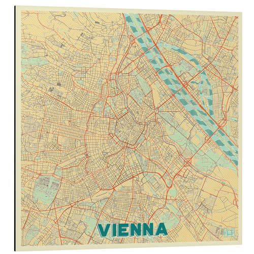 Cuadro de aluminio Vienna Map Retro