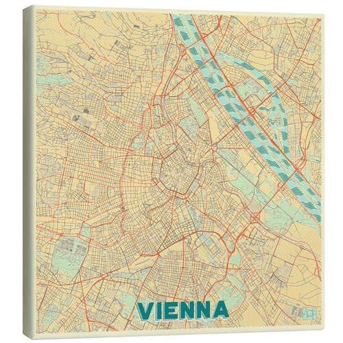 Canvastavla Vienna Map Retro