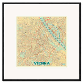 Framed art print Vienna Map Retro