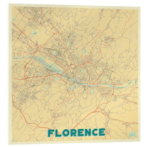 Akrylbilde Florence Map Retro