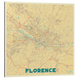 Tableau en aluminium Florence Map Retro