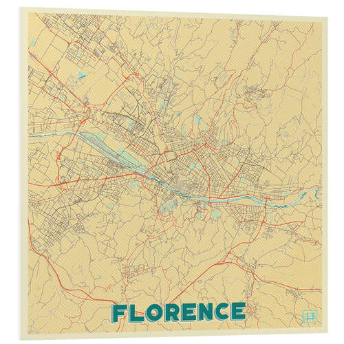 Foam board print Florence Map Retro