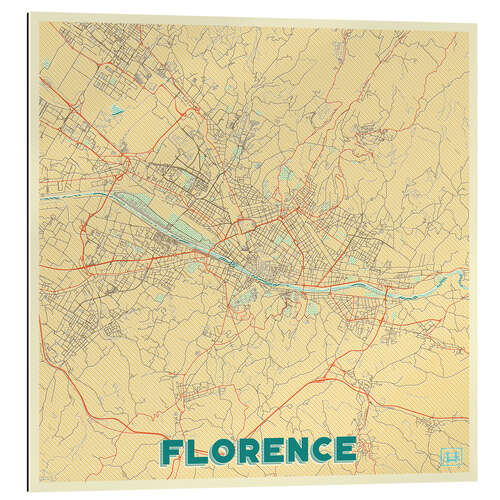 Galleriataulu Florence Map Retro