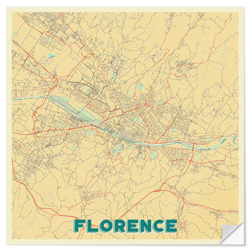 Wall sticker Florence Map Retro