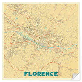 Sticker mural Florence Map Retro