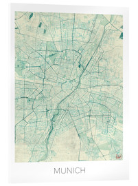 Acrylglasbild  Karte von München, Blau - Hubert Roguski