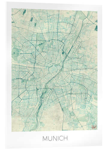 Acrylic print Map of Munich (blue)