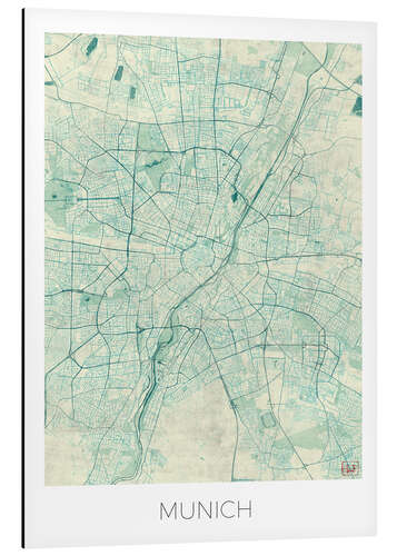 Stampa su alluminio Munich Map Blue