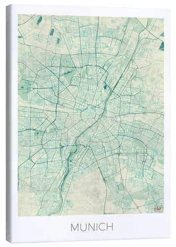 Canvas print Map of Munich (blue)