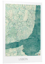 Foam board print Lisbon map blue