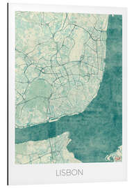 Magnettafel Karte von Lissabon, Blau