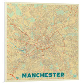 Cuadro de aluminio Manchester Map Retro